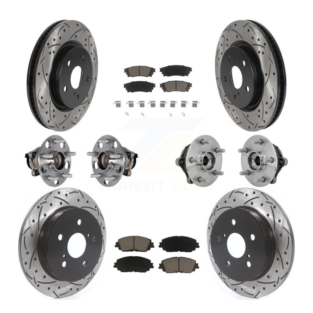 Front Rear Hub Bearing Coated Disc Brake Rotor And Ceramic Pad Kit (10Pc) For Toyota RAV4 KBB-132693