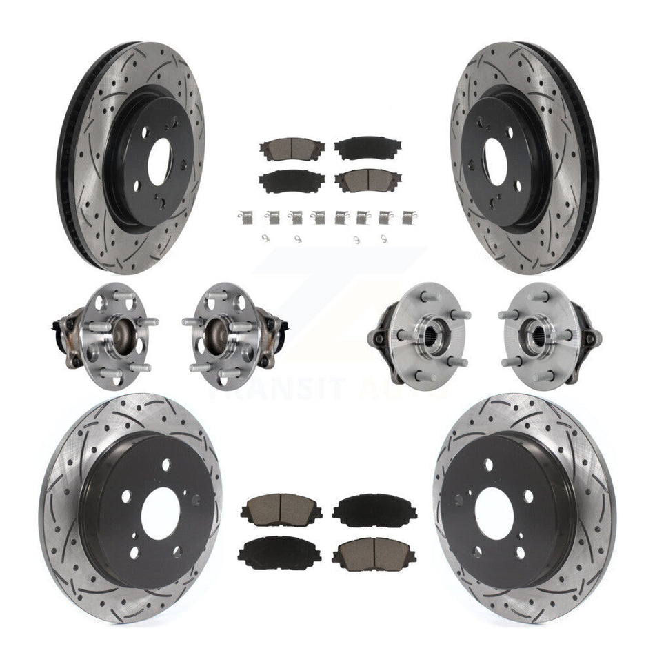 Front Rear Hub Bearing Coated Disc Brake Rotor And Ceramic Pad Kit (10Pc) For Toyota RAV4 KBB-132693