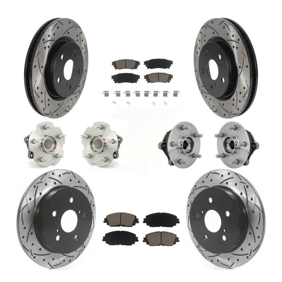 Front Rear Hub Bearing Coated Disc Brake Rotor And Ceramic Pad Kit (10Pc) For Toyota RAV4 KBB-132694