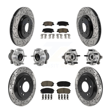 Front Rear Hub Bearing Coated Disc Brake Rotor & Pad Kit (10Pc) For Hyundai Sonata Kia K5 KBB-132697