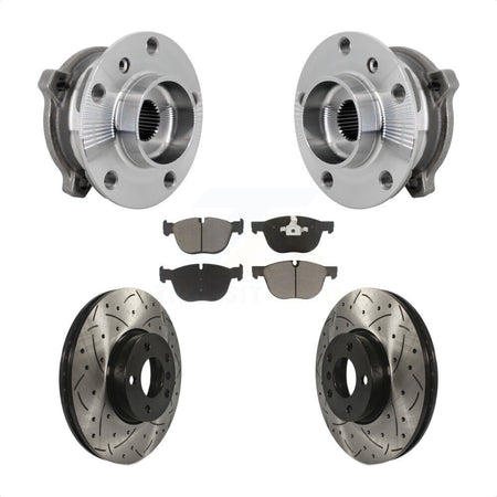 Front Hub Bearing Assembly Drill Slot Brake Rotor Pad Kit For BMW X5 X6 M12 x 1.25 Thread KBB-132701