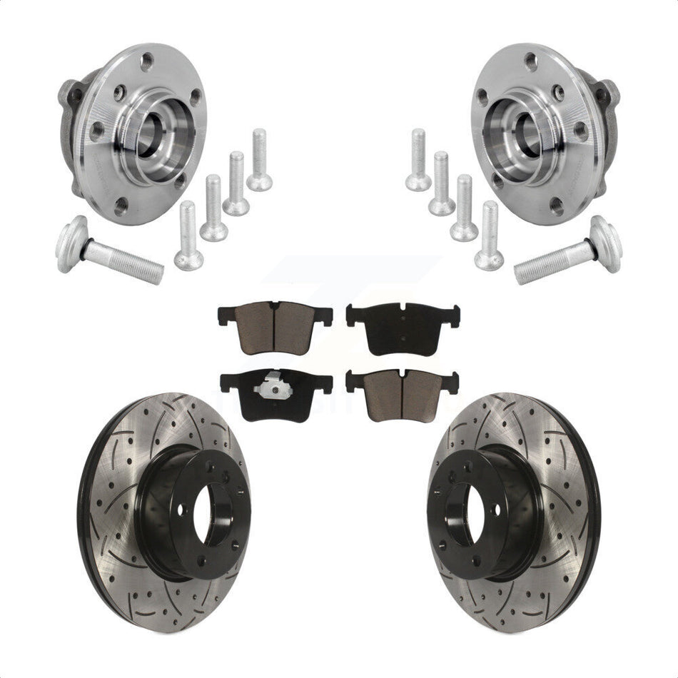 Front Hub Bearing Drill Slot Brake Rotor Pad Kit For BMW 330i xDrive 230i 430i Gran Coupe KBB-132702