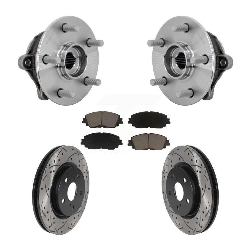 Front Hub Bearing Assembly Coated Drilled Slot Brake Rotor Pads Kit For Toyota RAV4 Venza KBB-132706