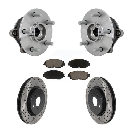 Front Hub Bearing Assembly Coated Drilled Slot Brake Rotor Pads Kit For Toyota RAV4 Venza KBB-132706