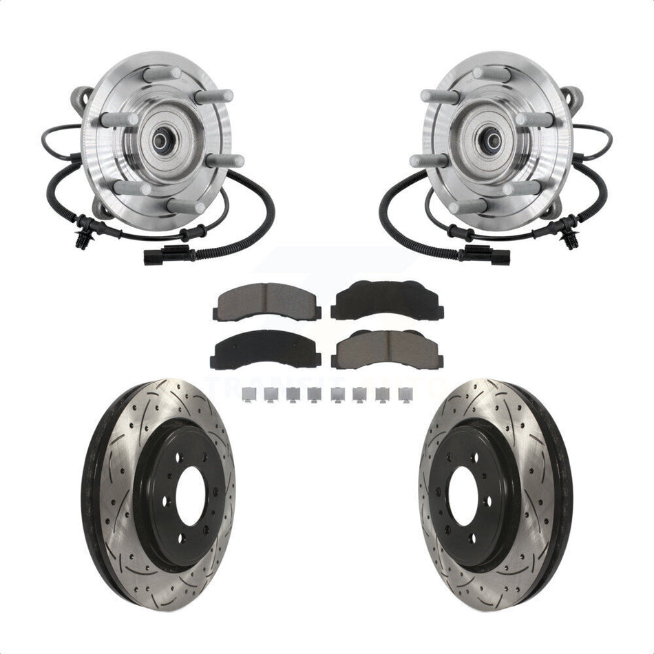 Front Hub Bearing Coat Drill Slot Brake Rotor Pad Kit For 2017 Ford F-150 Raptor with 4WD KBB-132713