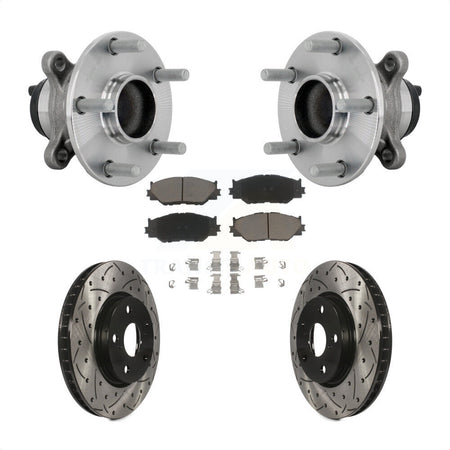 Front Hub Bearing Drill Slot Brake Rotor Pads Kit For 2014-2015 Lexus IS250 Base with RWD KBB-132717