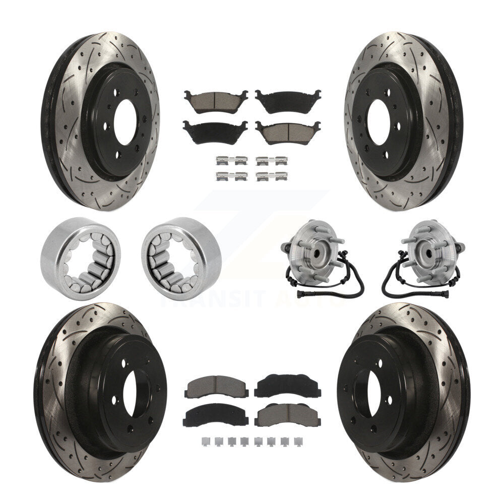 Front Rear Hub Bearing Coat Brake Rotor Pads Shoe Kit (10Pc) For 2015-2017 Ford F-150 RWD KBB-132723