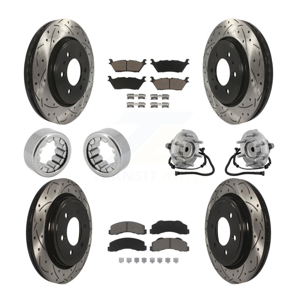 Front Rear Hub Bearing Coat Brake Rotor Pads Shoe Kit (10Pc) For 2015-2017 Ford F-150 RWD KBB-132724