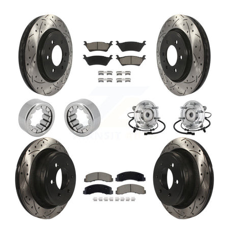 Front Rear Hub Bearing Coated Brake Rotor Pad Shoe Kit (10Pc) For 18-20 Ford F-150 Raptor KBB-132726