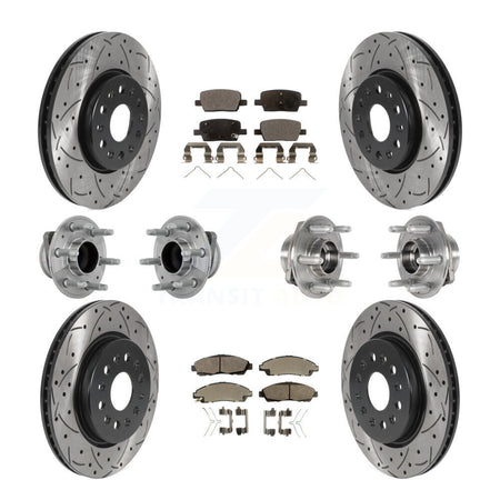 Front Rear Hub Bearing Coat Brake Rotor Pads Kit (10Pc) For Chevrolet Traverse GMC Acadia KBB-132735