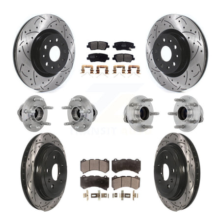 Front Rear Hub Bearings Coated Disc Brake Rotors And Pads Kit (10Pc) For Cadillac CTS KBB-132742