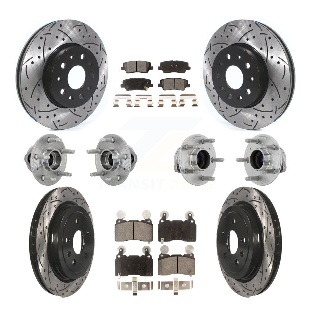 Front Rear Hub Bearings Coated Disc Brake Rotors And Pads Kit (10Pc) For Cadillac CTS KBB-132743