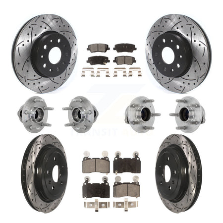 Front Rear Hub Bearings Coated Disc Brake Rotors And Pads Kit (10Pc) For Cadillac CTS KBB-132743