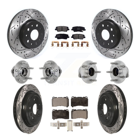 Front Rear Hub Bearings Coated Disc Brake Rotors And Pads Kit (10Pc) For Cadillac CTS KBB-132744