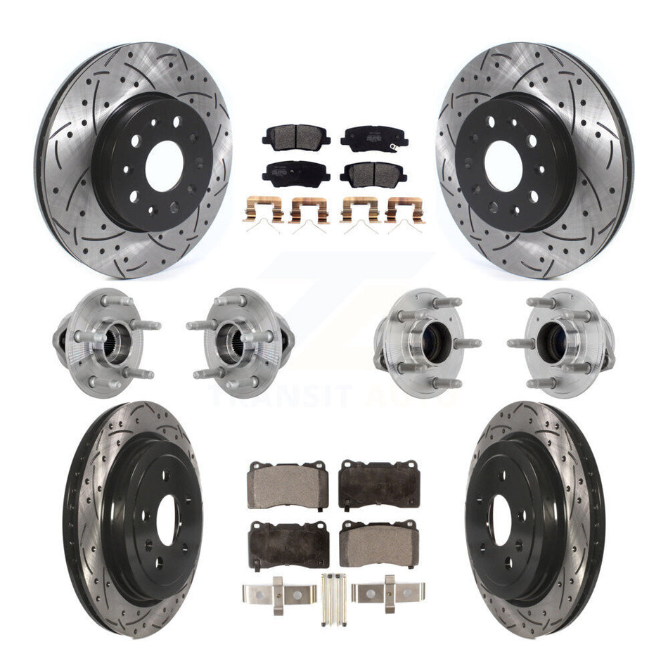Front Rear Hub Bearings Coated Disc Brake Rotors And Pads Kit (10Pc) For Cadillac CTS KBB-132744