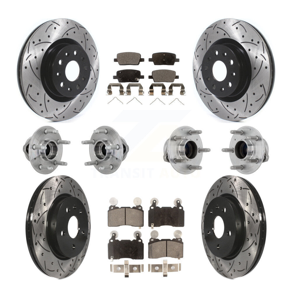 Front Rear Hub Bearing Coated Brake Rotor & Pad Kit (10Pc) For 2016-2018 Cadillac CT6 RWD KBB-132747