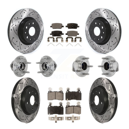 Front Rear Hub Bearing Coated Brake Rotor & Pad Kit (10Pc) For 2016-2018 Cadillac CT6 RWD KBB-132747
