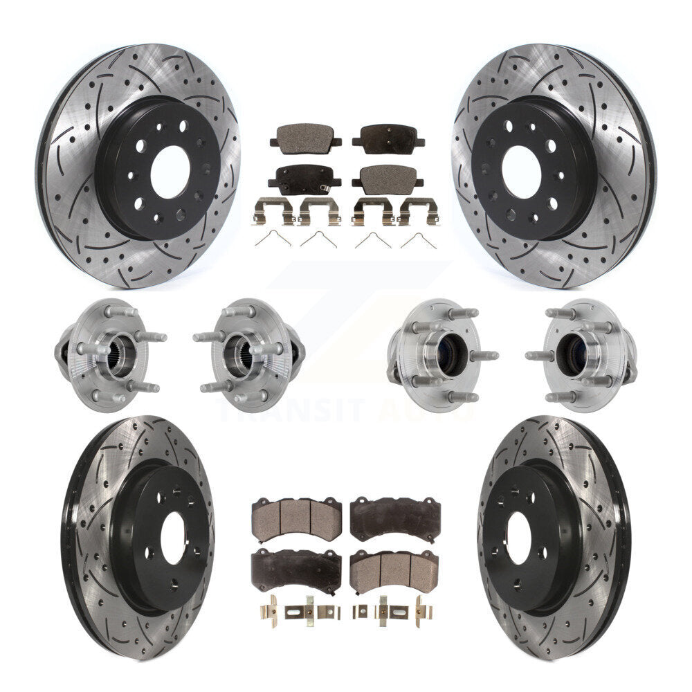 Front Rear Hub Bearing Coated Disc Brake Rotor Pads Kit (10Pc) For Chevrolet Camaro LT LS KBB-132750