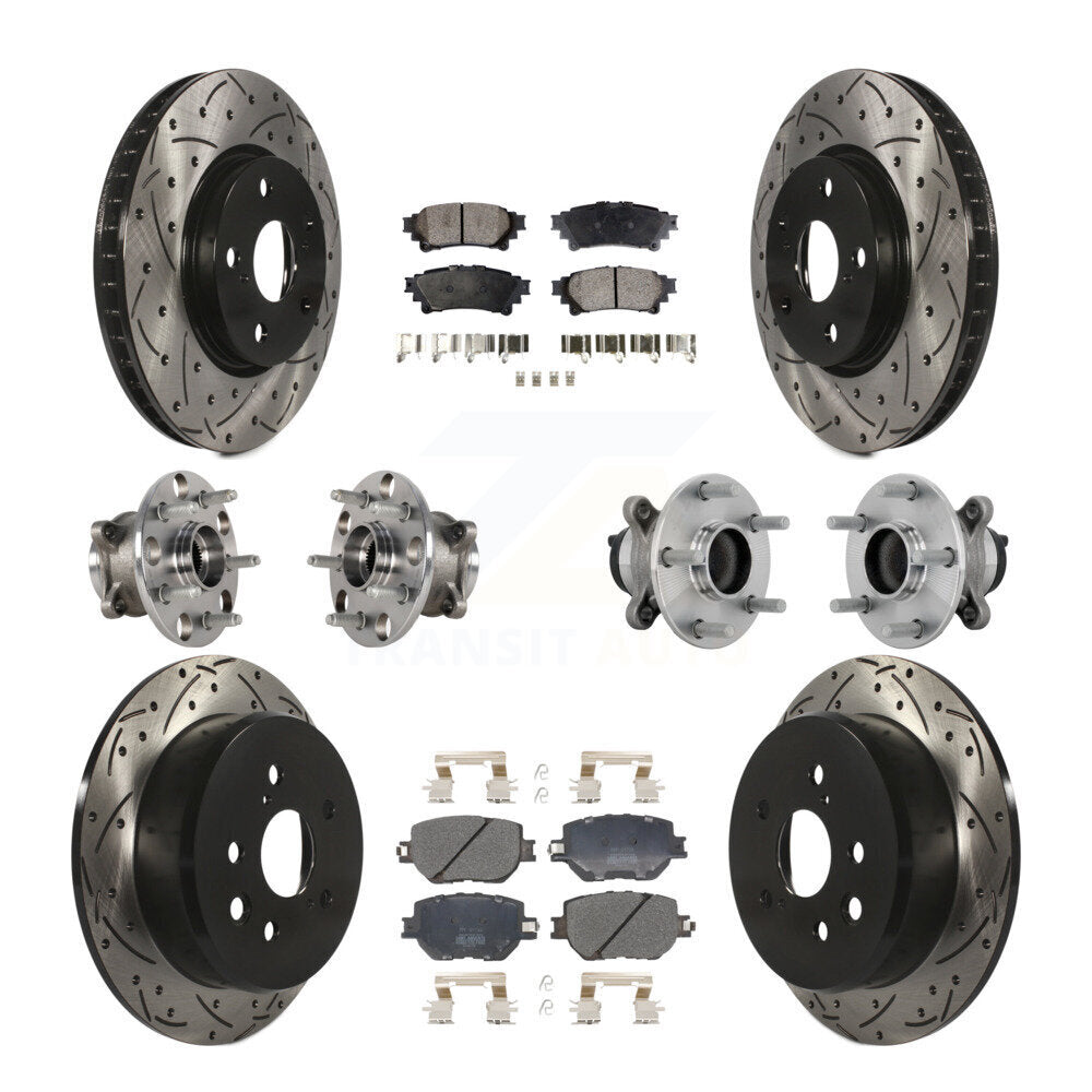Front Rear Hub Bearing Coat Brake Rotor Pad Kit (10Pc) For 2014 Lexus IS250 Base with RWD KBB-132751