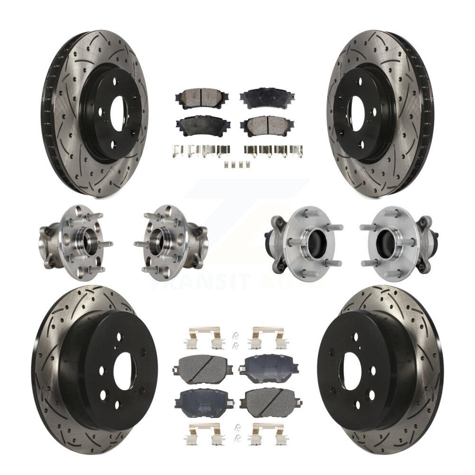 Front Rear Hub Bearing Coat Brake Rotor Pad Kit (10Pc) For 2014 Lexus IS250 Base with RWD KBB-132751