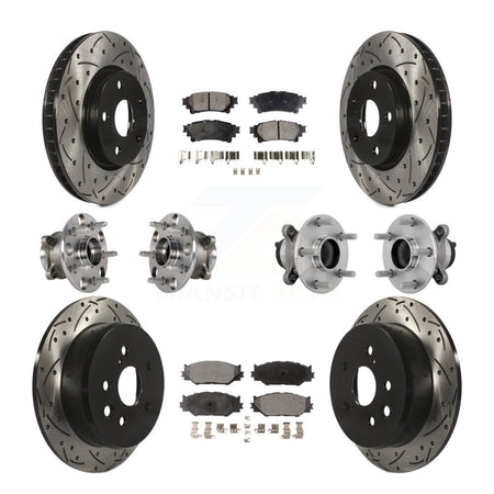 Front Rear Hub Bearing Coated Brake Rotor & Pads Kit (10Pc) For Lexus IS250 Base with RWD KBB-132752
