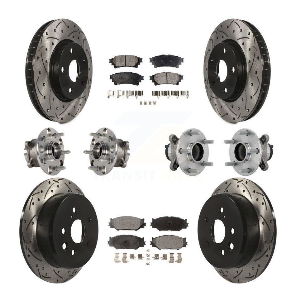 Front Rear Hub Bearing Coated Brake Rotor & Pads Kit (10Pc) For Lexus IS250 Base with RWD KBB-132752