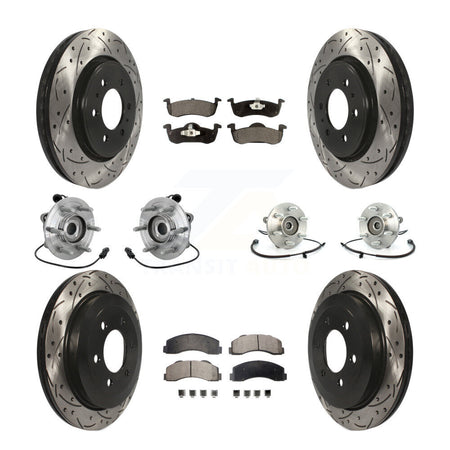 Front Rear Hub Bearing Coated Brake Rotor Pads Kit (10Pc) For Ford Expedition Lincoln 4WD KBB-132753