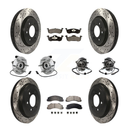 Front Rear Hub Bearing Coated Brake Rotor Pads Kit (10Pc) For Ford Expedition Lincoln RWD KBB-132754