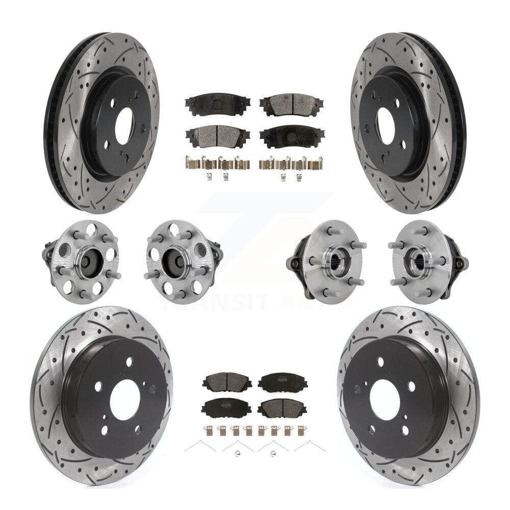 Front Rear Hub Bearings Coated Disc Brake Rotors And Pads Kit (10Pc) For Toyota RAV4 KBB-132756