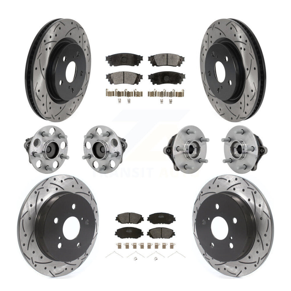 Front Rear Hub Bearings Coated Disc Brake Rotors And Pads Kit (10Pc) For Toyota RAV4 KBB-132756