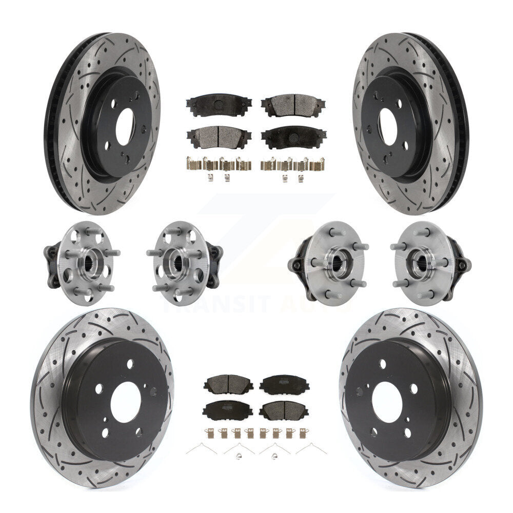 Front Rear Hub Bearing Coated Disc Brake Rotors And Pads Kit (10Pc) For Toyota RAV4 Venza KBB-132757