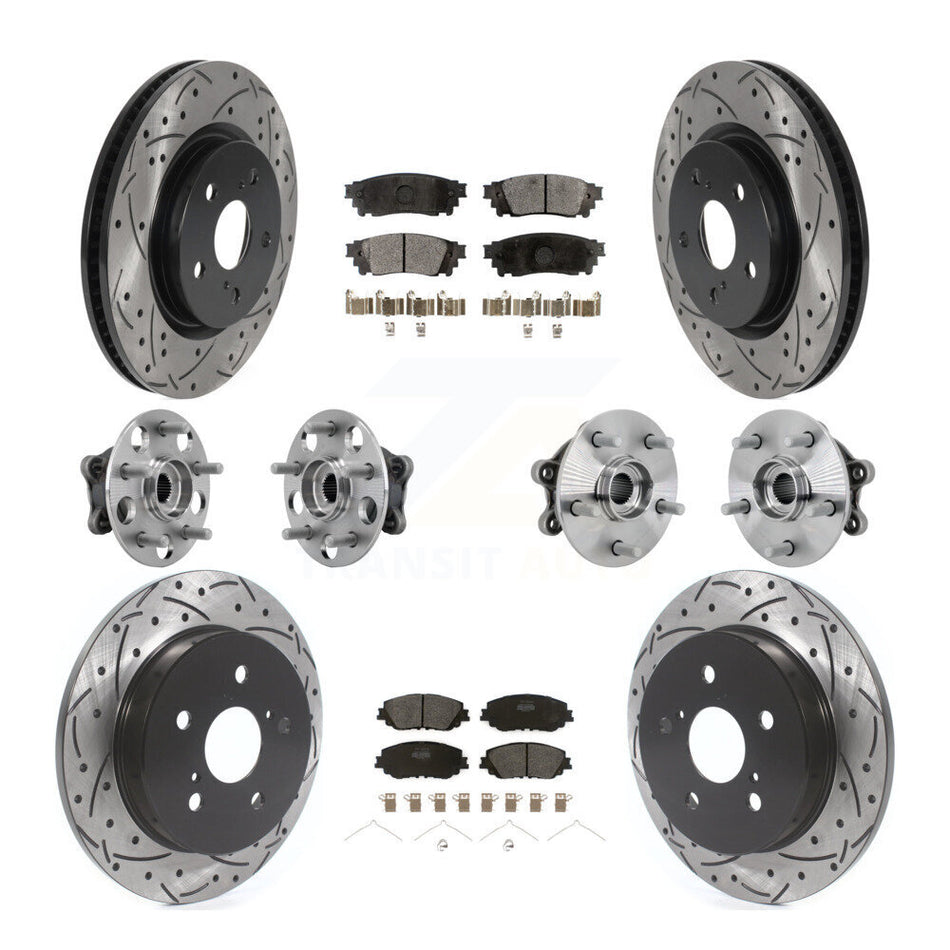 Front Rear Hub Bearings Coated Disc Brake Rotors And Pads Kit (10Pc) For Toyota RAV4 KBB-132758