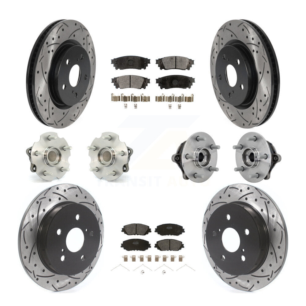 Front Rear Hub Bearings Coated Disc Brake Rotors And Pads Kit (10Pc) For Toyota RAV4 KBB-132760