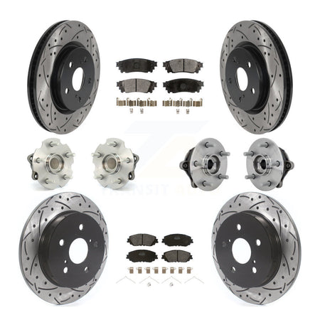 Front Rear Hub Bearings Coated Disc Brake Rotors And Pads Kit (10Pc) For Toyota RAV4 KBB-132760
