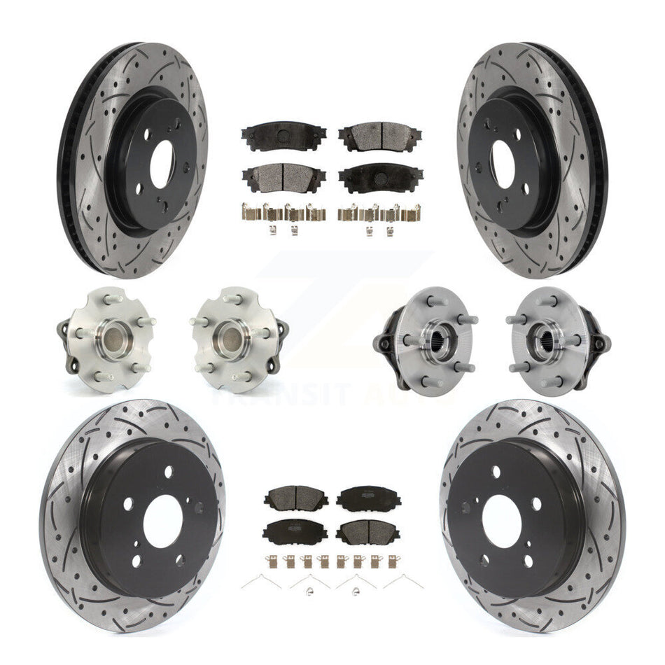 Front Rear Hub Bearings Coated Disc Brake Rotors And Pads Kit (10Pc) For Toyota RAV4 KBB-132760
