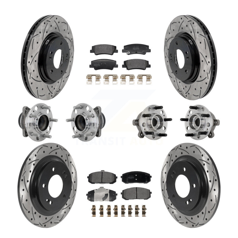 Front Rear Hub Bearing Coated Disc Brake Rotor & Pad Kit (10Pc) For Hyundai Sonata Kia K5 KBB-132764