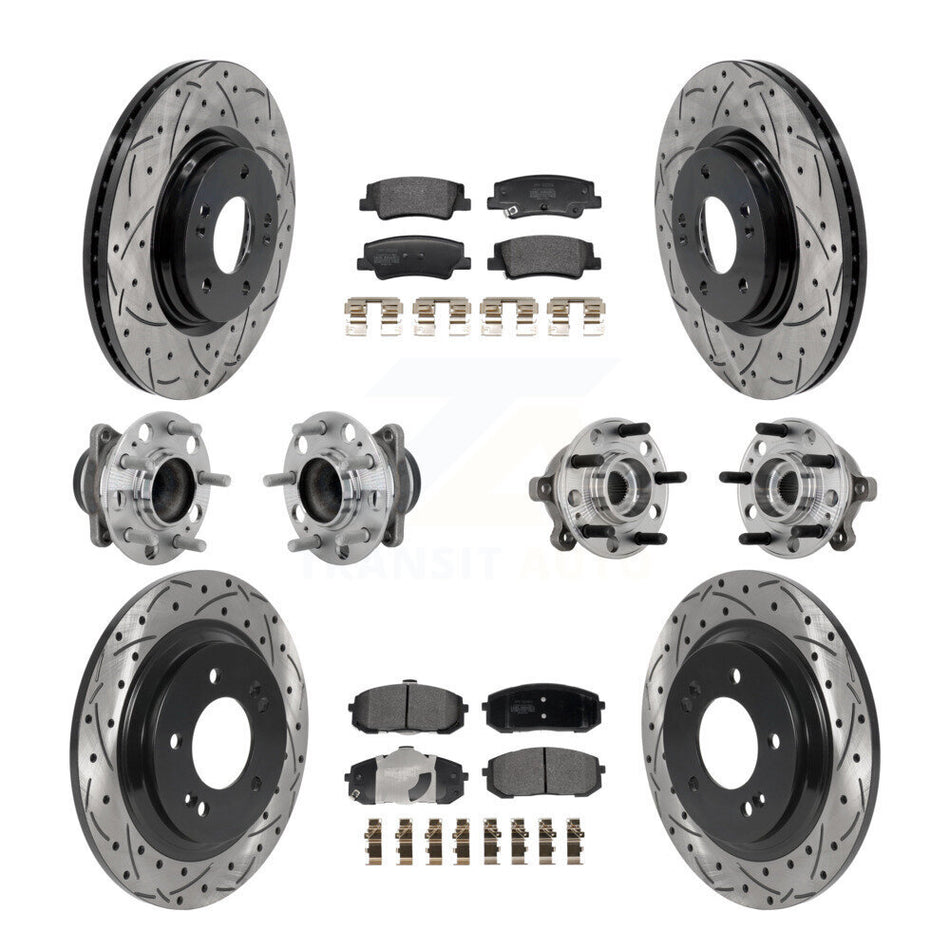 Front Rear Hub Bearing Coated Disc Brake Rotor & Pad Kit (10Pc) For Hyundai Sonata Kia K5 KBB-132764