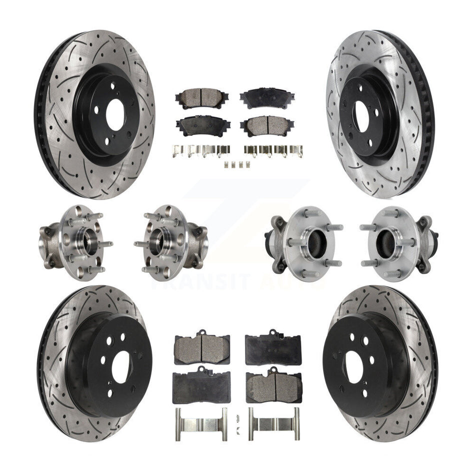 Front Rear Hub Bearing Coated Brake Rotor And Pad Kit (10Pc) For Lexus IS300 IS350 IS200t KBB-132766