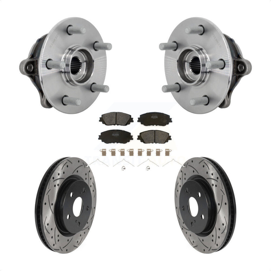 Front Hub Bearing Assembly Coated Drilled Slot Brake Rotor Pads Kit For Toyota RAV4 Venza KBB-132769