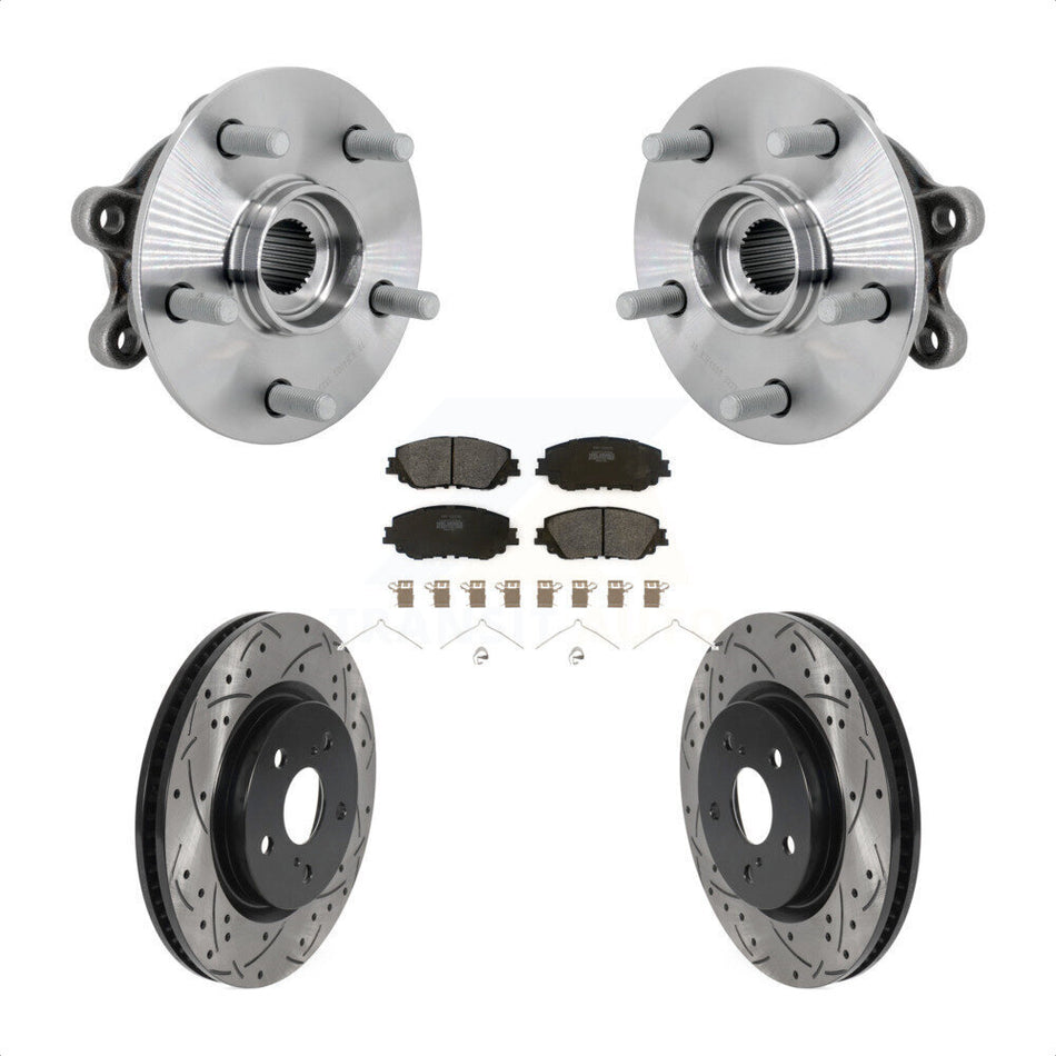 Front Hub Bearing Assembly Coated Drilled Slotted Brake Rotor And Pad Kit For Toyota RAV4 KBB-132770
