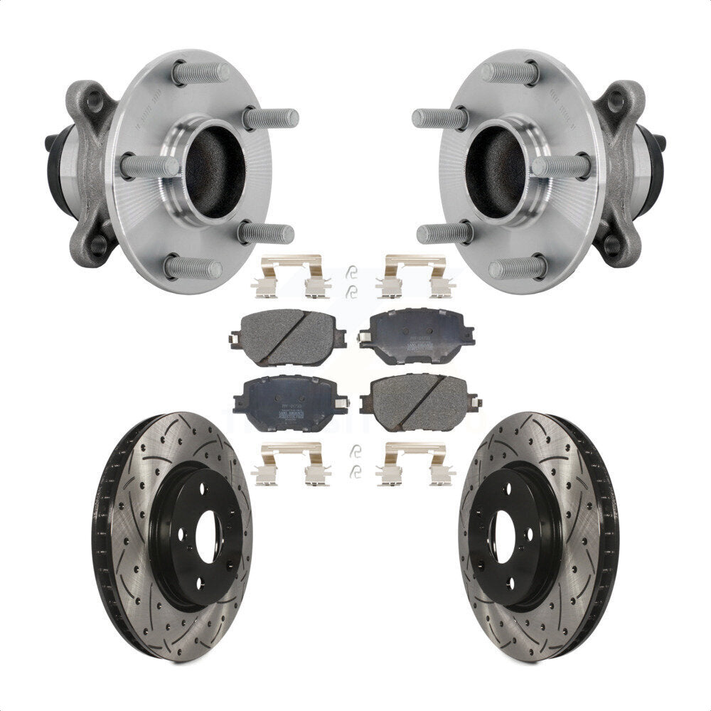 Front Hub Bearing Drill Slot Brake Rotor Pads Kit For Lexus IS250 Without F Sport Package KBB-132772