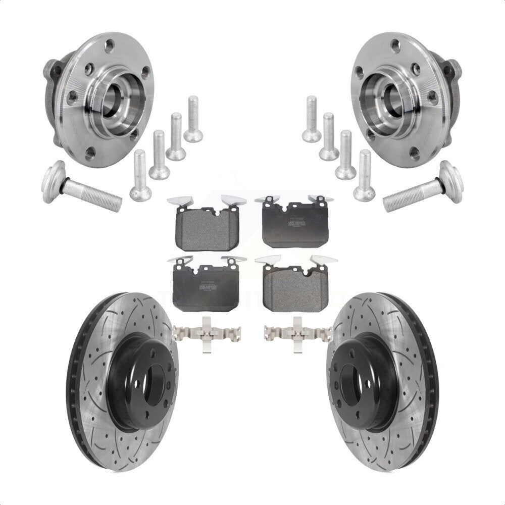 Front Hub Bearing Drill Slot Brake Rotor Pad Kit For BMW 330i xDrive 440i Gran Coupe 320i KBB-132776