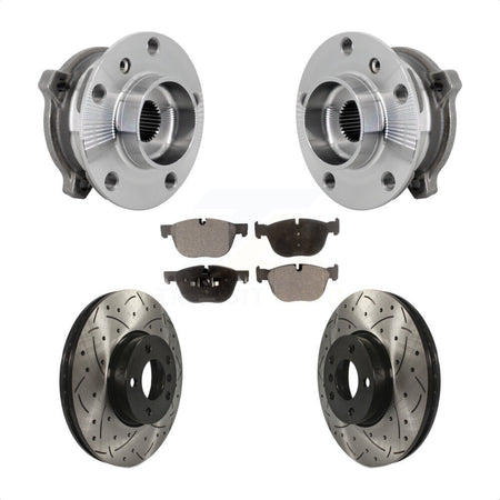 Front Hub Bearing Assembly Drill Slot Brake Rotor Pad Kit For BMW X5 X6 M12 x 1.25 Thread KBB-132778