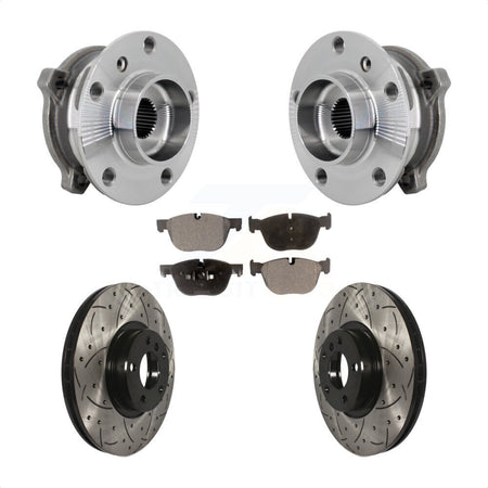 Front Hub Bearing Assembly Drill Slot Brake Rotor Pad Kit For BMW X5 X6 M12 x 1.25 Thread KBB-132779