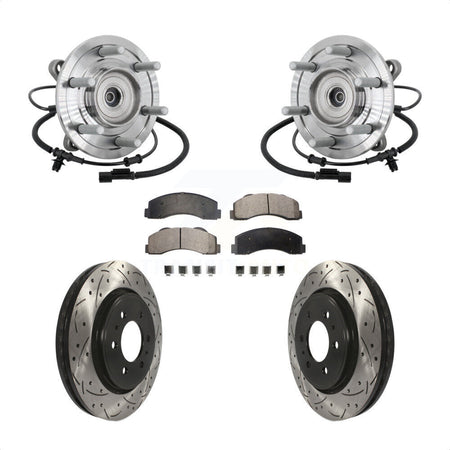 Front Hub Bearing Coat Drill Slot Brake Rotor Pad Kit For 2017 Ford F-150 Raptor with 4WD KBB-132784