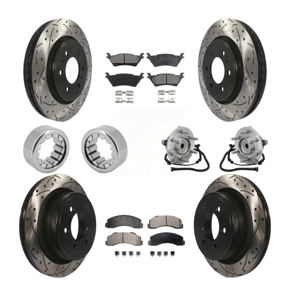 Front Rear Hub Bearing Coat Brake Rotor Pads Shoe Kit (10Pc) For 2015-2017 Ford F-150 RWD KBB-132797