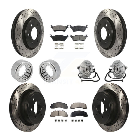 Front Rear Hub Bearing Coat Brake Rotor Pads Shoe Kit (10Pc) For 2015-2017 Ford F-150 RWD KBB-132797