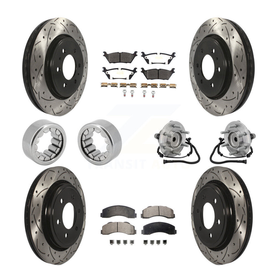 Front Rear Hub Bearing Coat Brake Rotor Pads Shoe Kit (10Pc) For 2015-2017 Ford F-150 RWD KBB-132798