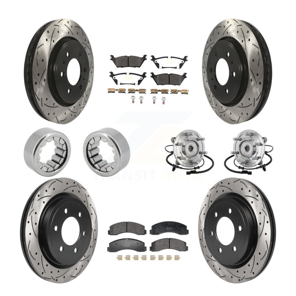 Front Rear Hub Bearing Coated Brake Rotor Pad Shoe Kit (10Pc) For 18-20 Ford F-150 Raptor KBB-132801