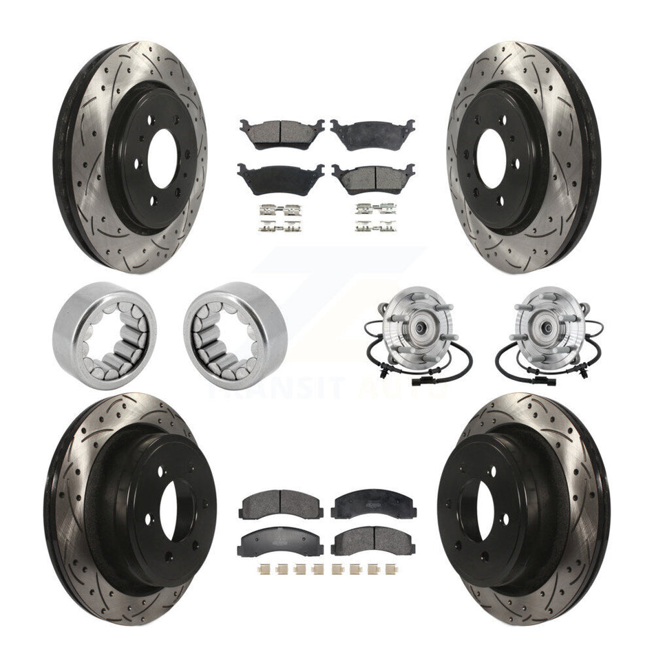Front Rear Hub Bearing Coated Brake Rotor Pad Shoe Kit (10Pc) For 18-20 Ford F-150 Raptor KBB-132802
